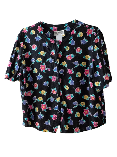 Black Blouse Flower Pattern